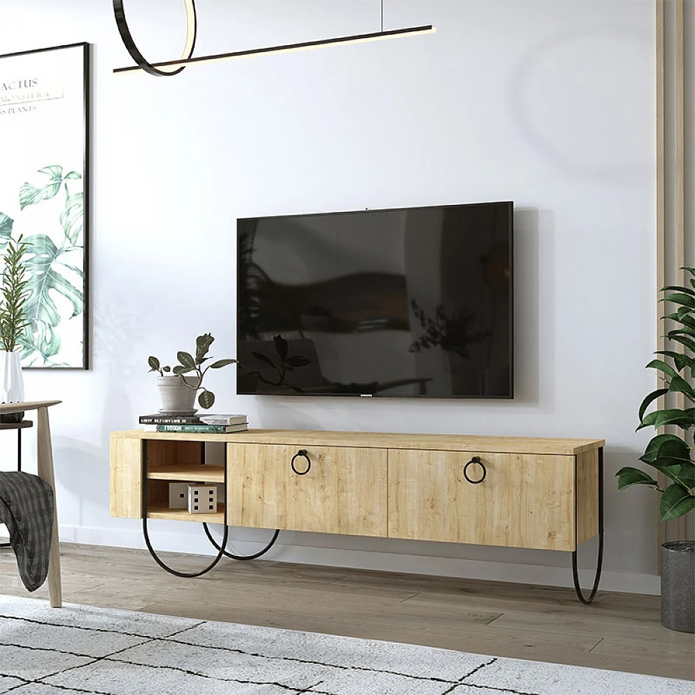 Έπιπλο τηλεόρασης Norfolk Megapap χρώμα φυσικό οξιάς 151x35x43εκ.