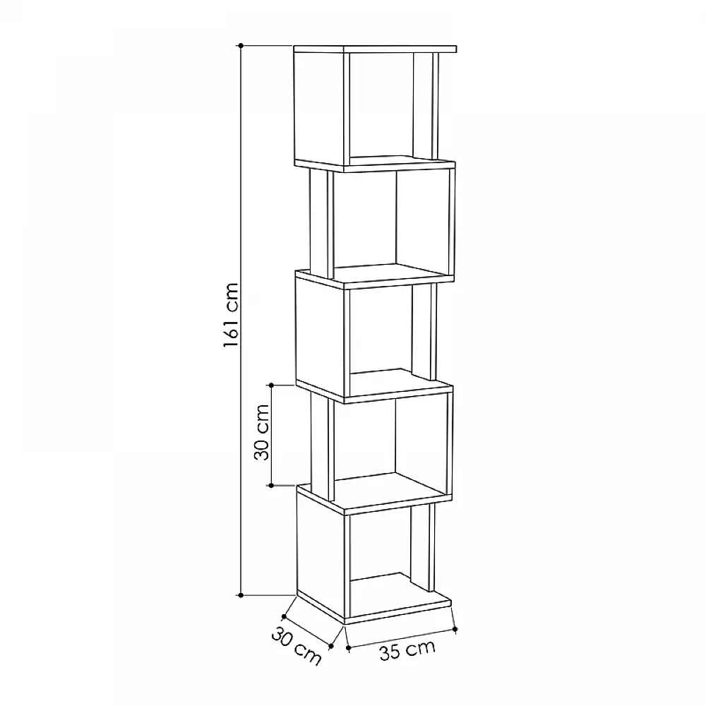 Βιβλιοθήκη Piri Megapap χρώμα λευκό 35x30x161εκ. | GP037-0039,6