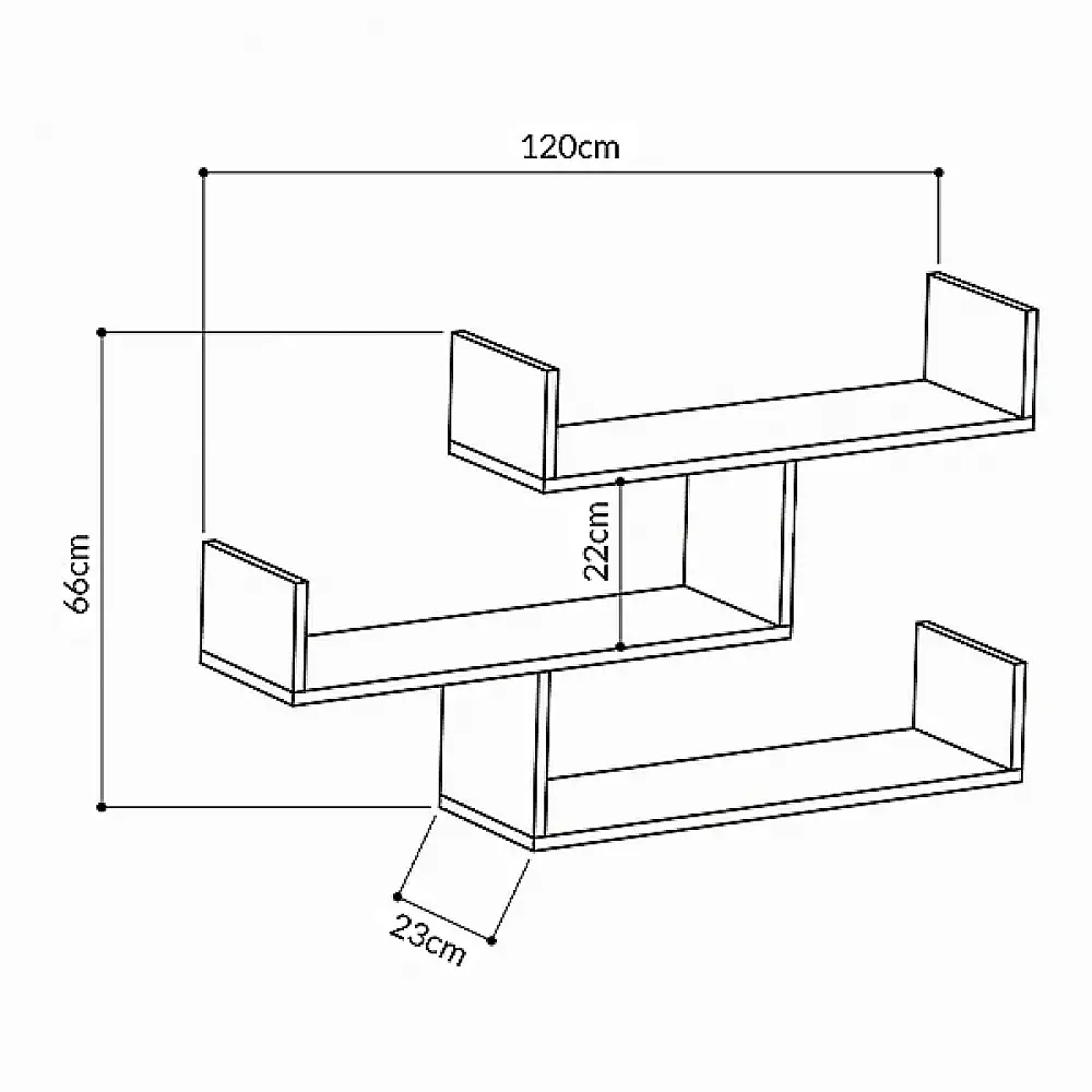Ραφιέρα τοίχου Tibet Megapap χρώμα λευκό 119x22x66εκ. | GP037-0042,2