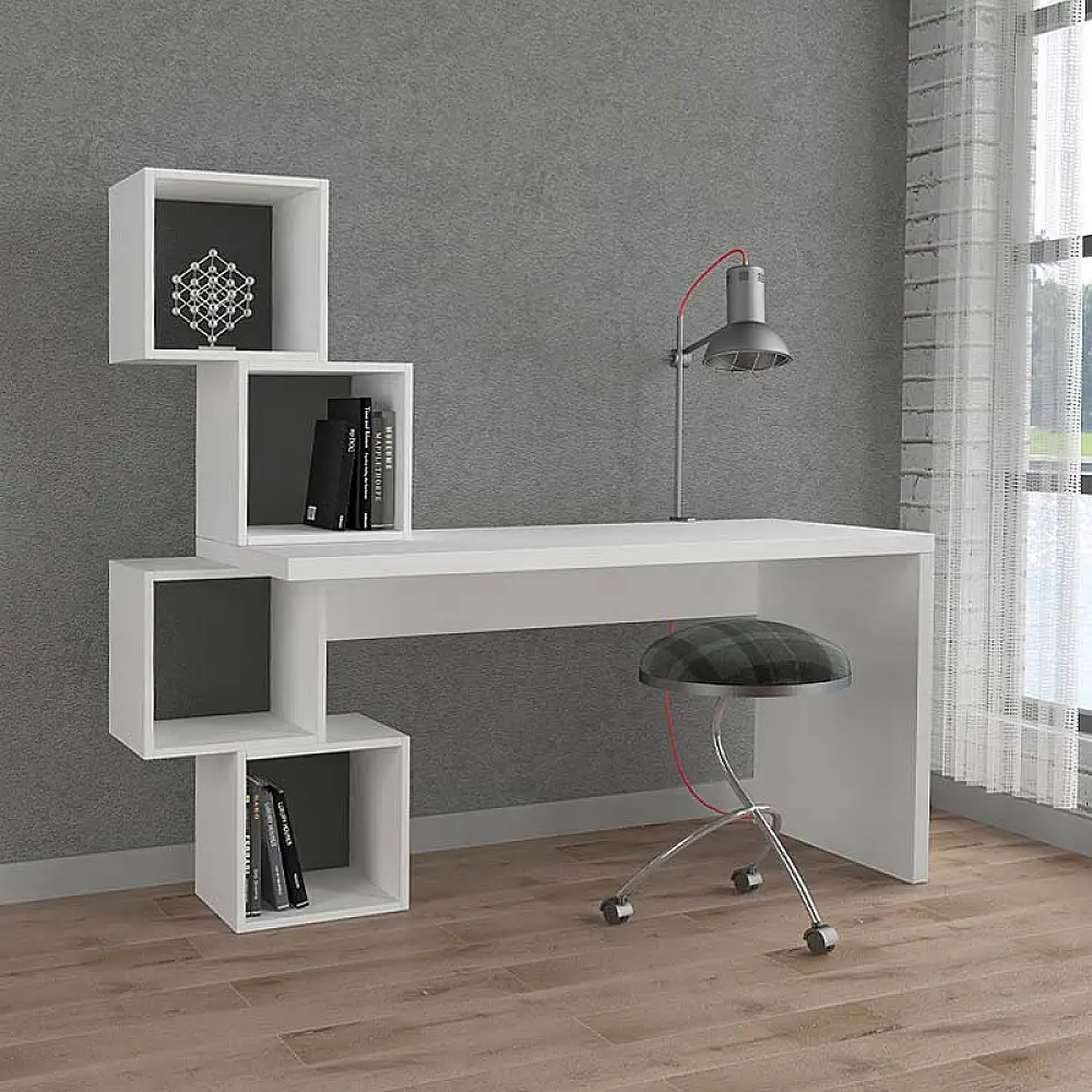 Γραφείο εργασίας Balance Megapap χρώμα λευκό 153,5x60x140εκ | GP037-0051,1