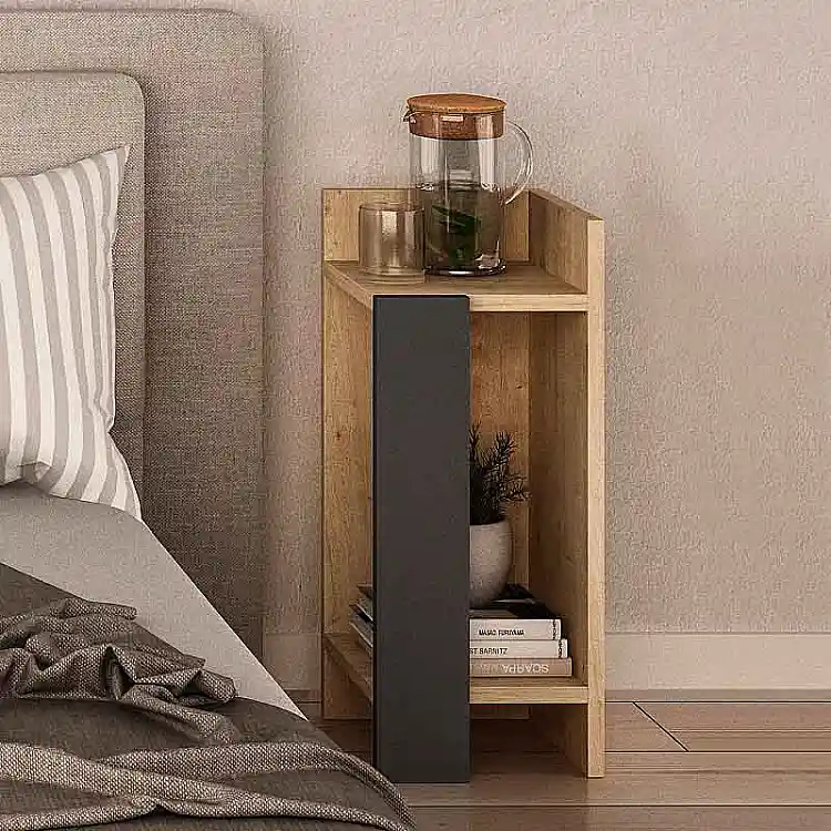 Κομοδίνο Elos Megapap σετ 2 τεμαχίων χρώμα sapphire oak - ανθρακί 25x27x60εκ. | GP037-0070,2