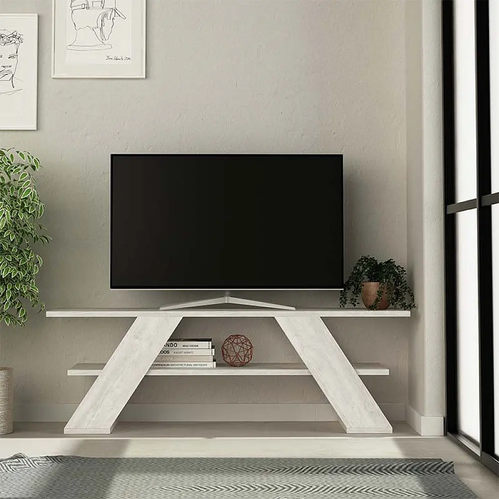 Έπιπλο τηλεόρασης Farfalla Megapap χρώμα λευκό αντικέ 120x33,5x40εκ. - GP037-0071,1