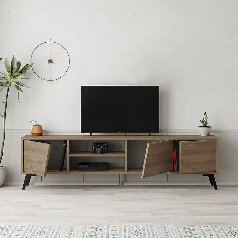 Έπιπλο τηλεόρασης Fiona Megapap χρώμα ανοιχτό καρυδί 180x35,6x48εκ. | GP037-0075,4