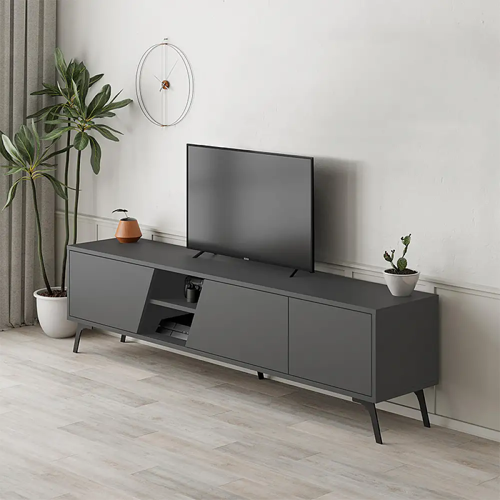 Έπιπλο τηλεόρασης Fiona Megapap χρώμα ανθρακί 180x35,6x48εκ. | GP037-0075,5