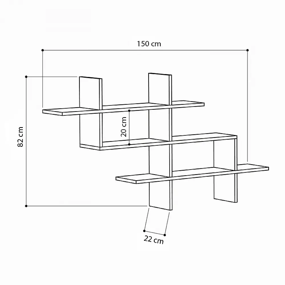 Ραφιέρα τοίχου Halic Megapap χρώμα φυσικό οξιάς 150x22x82εκ. Ραφιέρα τοίχου Halic Megapap χρώμα φυσικό οξιάς 150x22x82εκ.