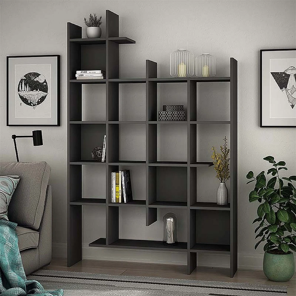 Βιβλιοθήκη Manco Megapap χρώμα ανθρακί 122x25,5x188εκ. Βιβλιοθήκη Manco Megapap χρώμα ανθρακί 122x25,5x188εκ.