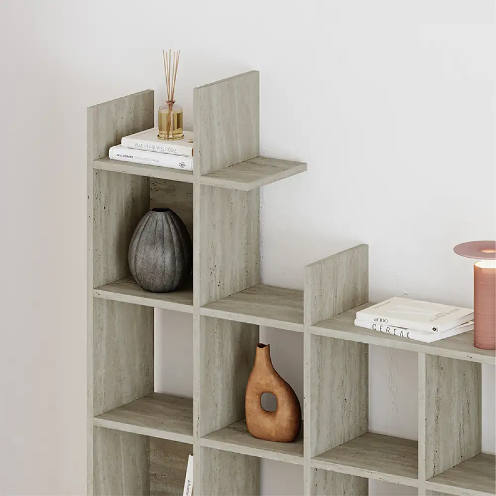 Βιβλιοθήκη Manco Megapap χρώμα travertine 122x25,5x188εκ. | GP037-0102,4