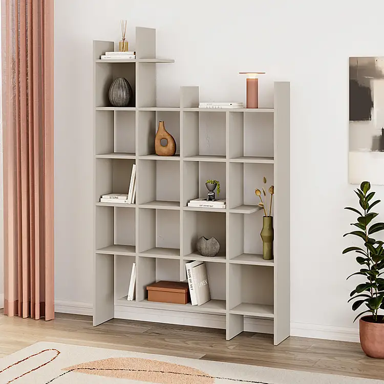 Βιβλιοθήκη Manco Megapap χρώμα sandstone 122x25,5x188εκ. | GP037-0102,5