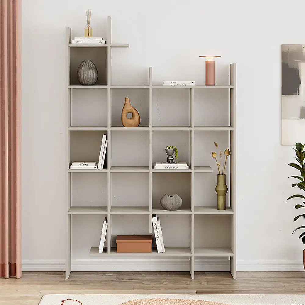 Βιβλιοθήκη Manco Megapap χρώμα sandstone 122x25,5x188εκ. | GP037-0102,5