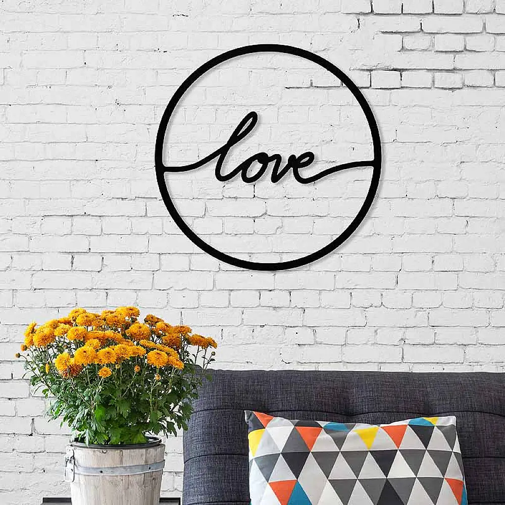 Διακοσμητικό τοίχου Love Megapap μεταλλικό χρώμα μαύρο 45x2x45εκ. | GP037-0118