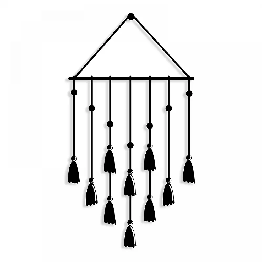 Διακοσμητικό τοίχου Tassel Megapap μεταλλικό χρώμα μαύρο 32,6x2x60εκ. | GP037-0123