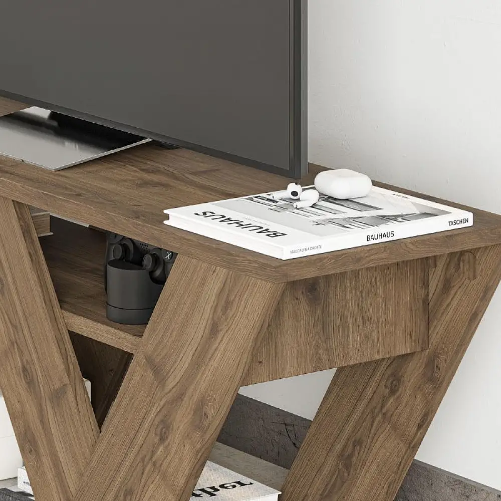 Έπιπλο τηλεόρασης Pipralla Megapap χρώμα ανοιχτό καρυδί 110x30x40εκ. | GP037-0156,5