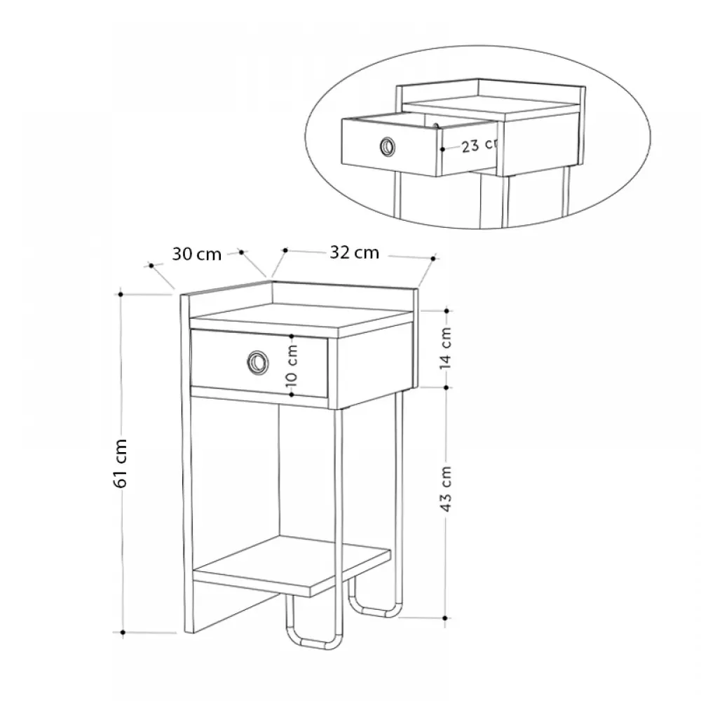 Κομοδίνο Sirius Megapap αριστερό χρώμα φυσικό οξιάς 32x30x61εκ. Κομοδίνο Sirius Megapap αριστερό χρώμα φυσικό οξιάς 32x30x61εκ.