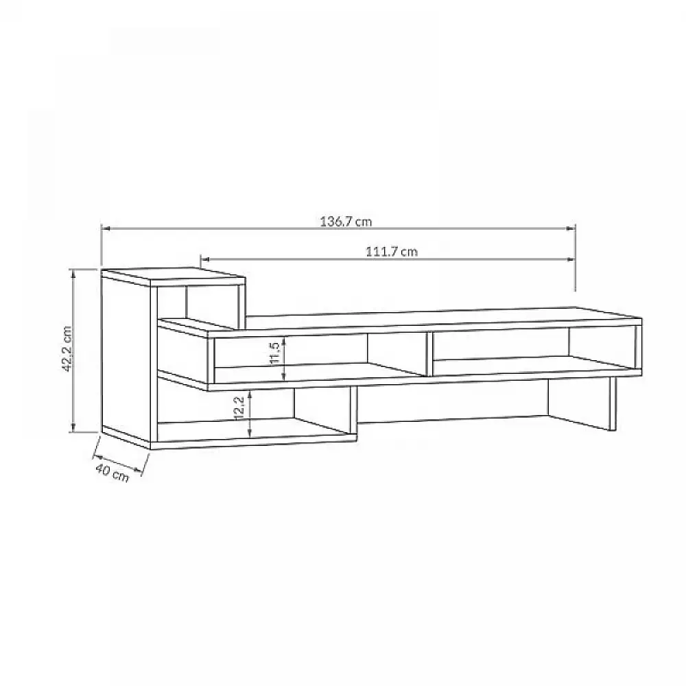 Έπιπλο τηλεόρασης Tetra Megapap χρώμα γκρι ρετρό 136,7x40x42εκ. | GP037-0172,3