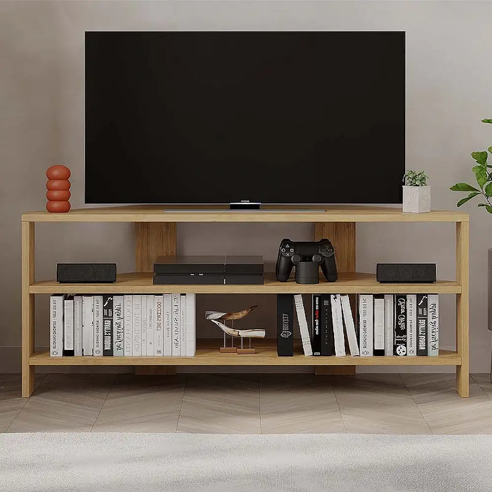 Έπιπλο τηλεόρασης γωνιακό Thales Megapap χρώμα sapphire oak 110x36x45εκ. | GP037-0173,1