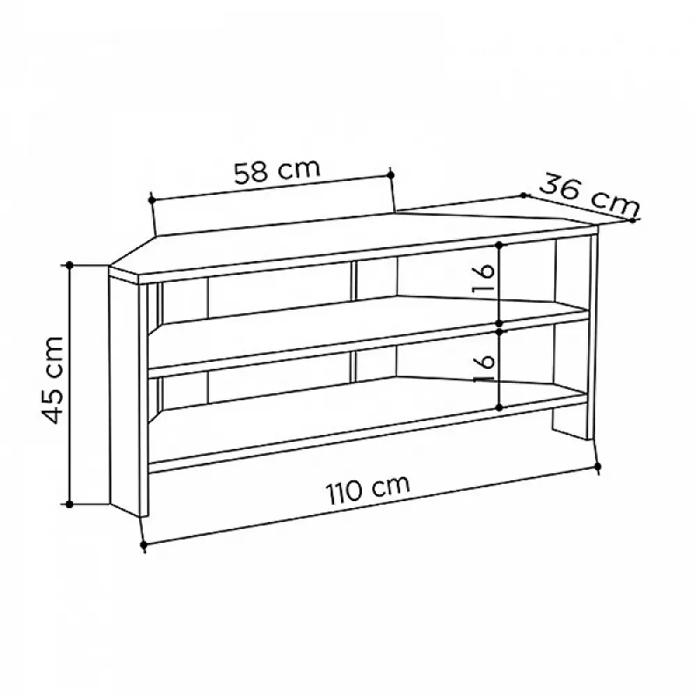 Έπιπλο τηλεόρασης γωνιακό Thales Megapap χρώμα sapphire oak 110x36x45εκ. | GP037-0173,1