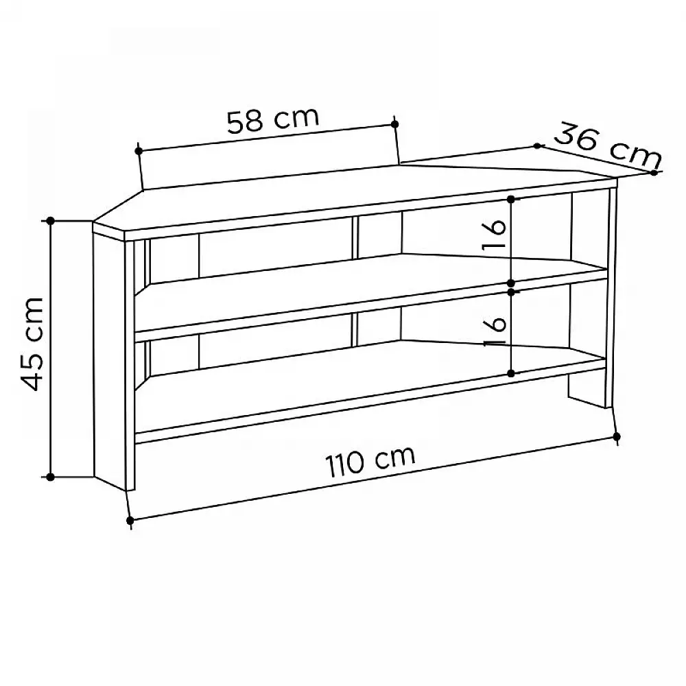 Έπιπλο τηλεόρασης γωνιακό Thales Megapap χρώμα black wood 110x36x45εκ. | GP037-0173,4