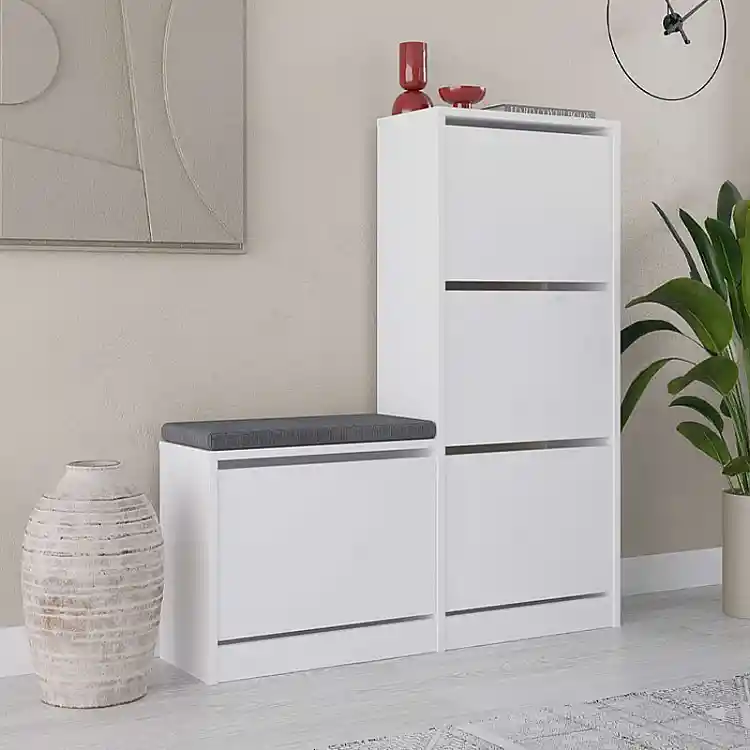 Παπουτσοθήκη Dude Megapap χρώμα λευκό 104,8x26x118,5εκ. | GP037-0188,1