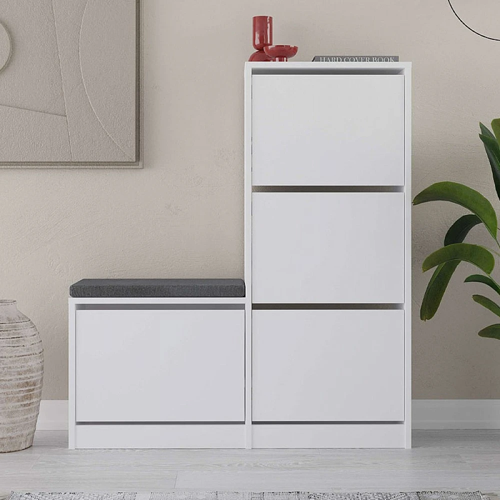 Παπουτσοθήκη Dude Megapap χρώμα λευκό 104,8x26x118,5εκ. Παπουτσοθήκη Dude Megapap χρώμα λευκό 104,8x26x118,5εκ.