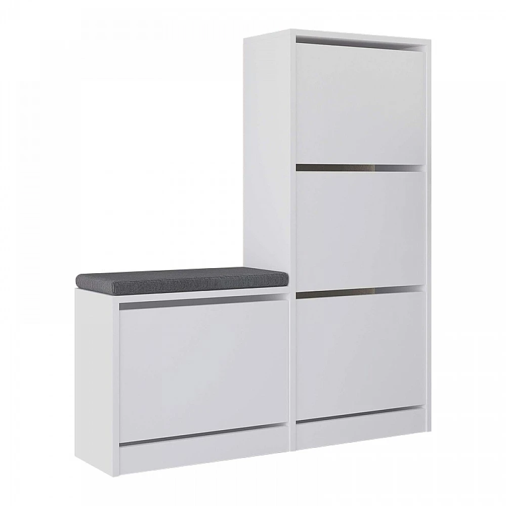 Παπουτσοθήκη Dude Megapap χρώμα λευκό 104,8x26x118,5εκ. Παπουτσοθήκη Dude Megapap χρώμα λευκό 104,8x26x118,5εκ.