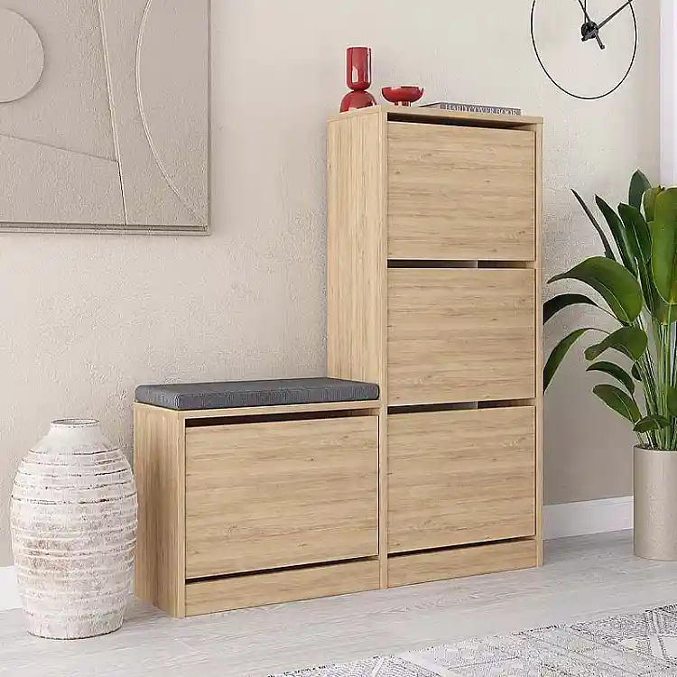 Παπουτσοθήκη Dude Megapap χρώμα sapphire oak 104,8x26x118,5εκ. | GP037-0188,2