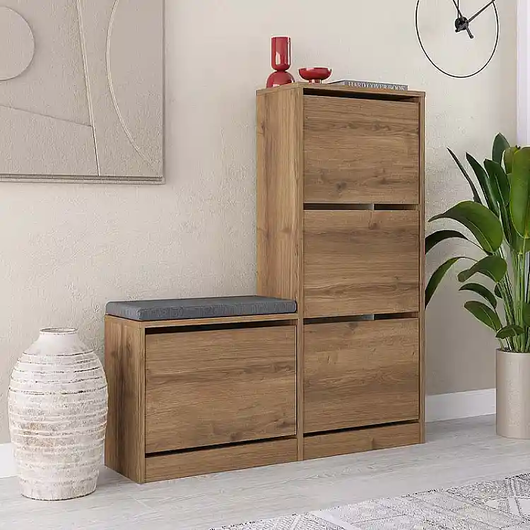 Παπουτσοθήκη Dude Megapap χρώμα ανοιχτό καρυδί 104,8x26x118,5εκ. | GP037-0188,3