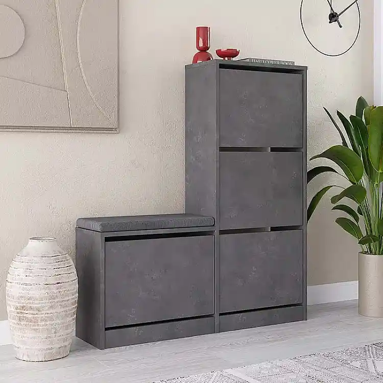 Παπουτσοθήκη Dude Megapap χρώμα γκρι ρετρό 104,8x26x118,5εκ. | GP037-0188,4