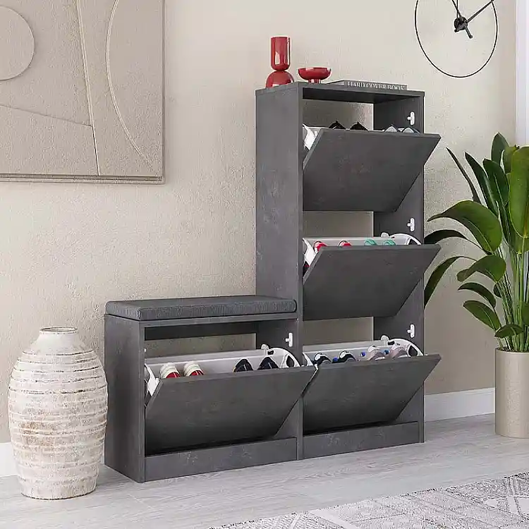 Παπουτσοθήκη Dude Megapap χρώμα γκρι ρετρό 104,8x26x118,5εκ. | GP037-0188,4