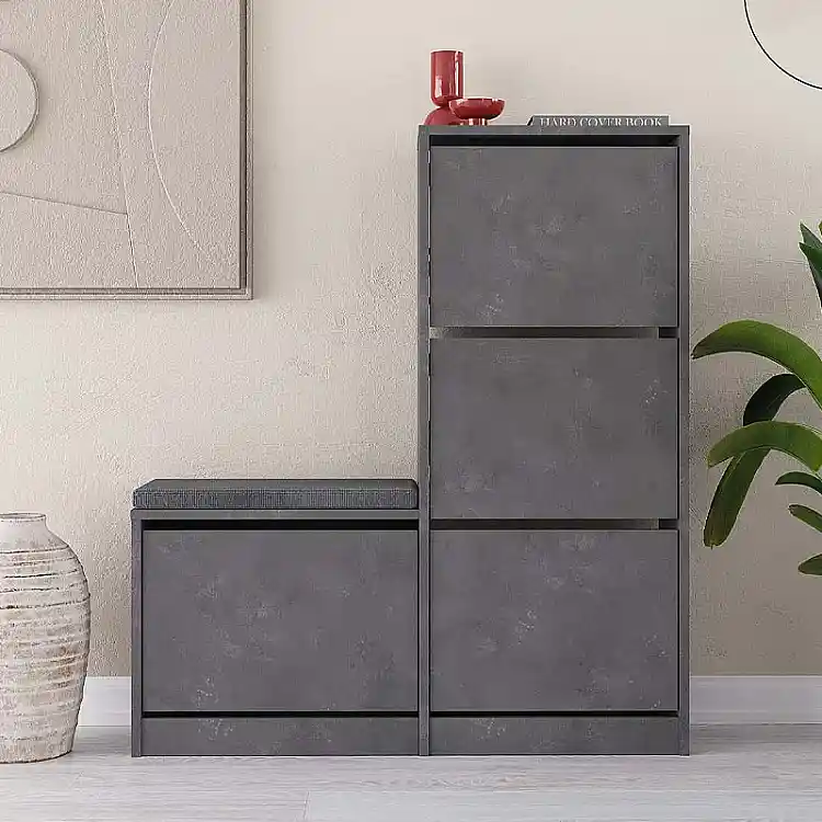 Παπουτσοθήκη Dude Megapap χρώμα γκρι ρετρό 104,8x26x118,5εκ. | GP037-0188,4