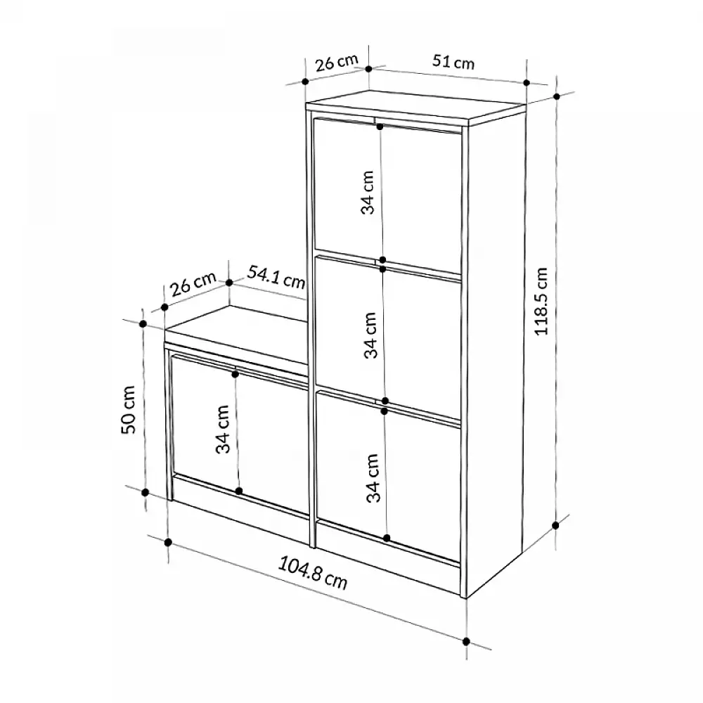Παπουτσοθήκη Dude Megapap χρώμα γκρι ρετρό104,8x26x118,5εκ. | GP037-0188,4