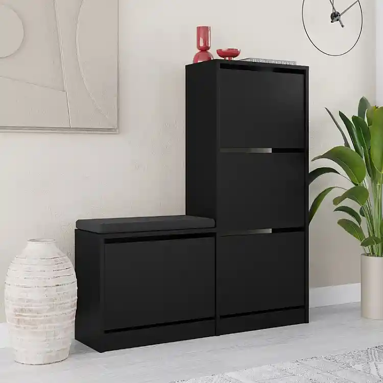 Παπουτσοθήκη Dude Megapap χρώμα μαύρο 104,8x26x118,5εκ. | GP037-0188,5