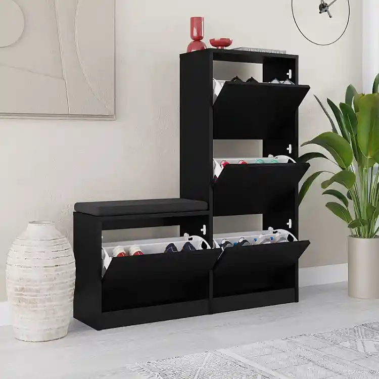 Παπουτσοθήκη Dude Megapap χρώμα μαύρο 104,8x26x118,5εκ. | GP037-0188,5