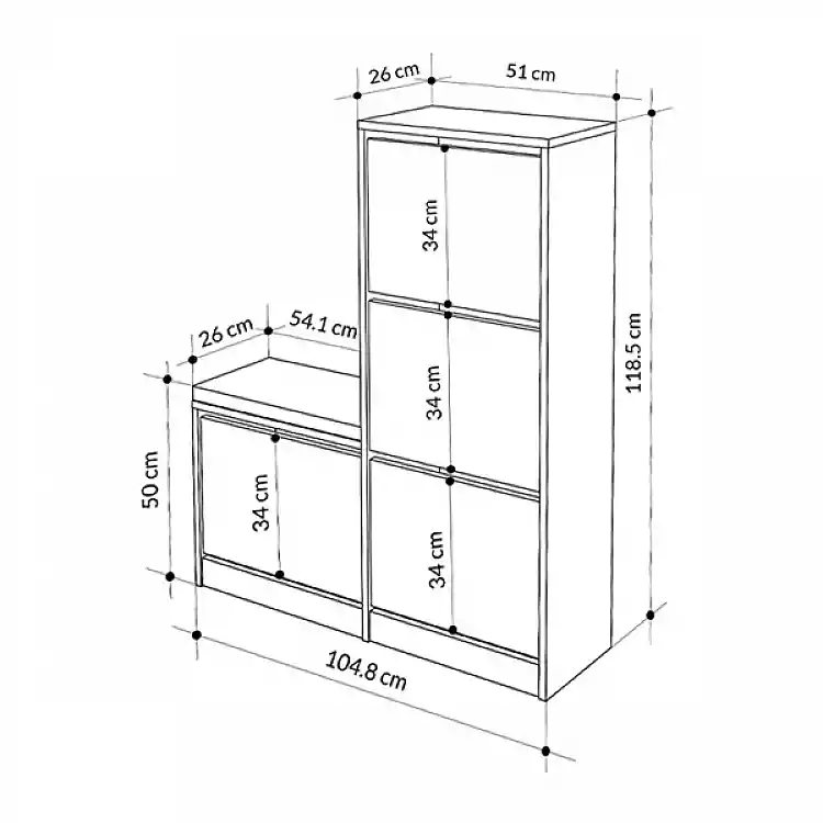 Παπουτσοθήκη Dude Megapap χρώμα μαύρο 104,8x26x118,5εκ. | GP037-0188,5