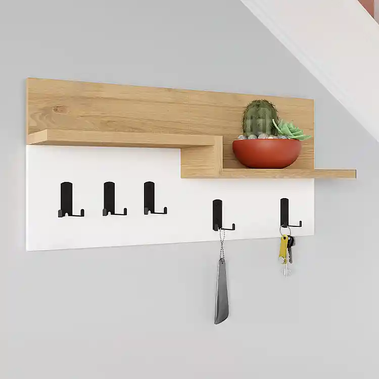 Κρεμάστρα τοίχου Harmon Megapap χρώμα sapphire oak - λευκό 65x15x31εκ. | GP037-0208,1