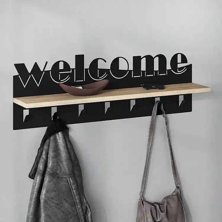 Κρεμάστρα τοίχου Welcome Megapap χρώμα μαύρο - sapphire oak 86x15,2x29εκ. | GP037-0221,1