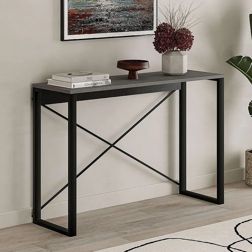 Κονσόλα Archie Megapap χρώμα γκρι ρετρό - μαύρο 110x35x75εκ. | GP037-0223,1