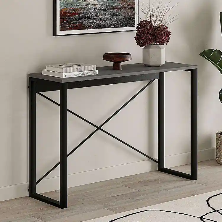 Κονσόλα Archie Megapap χρώμα γκρι ρετρό - μαύρο 110x35x75εκ. | GP037-0223,1