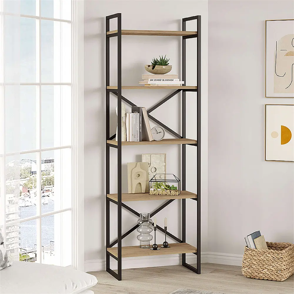Βιβλιοθήκη Dusan Megapap χρώμα sepet oak 58x30x175εκ. - GP037-0225,1