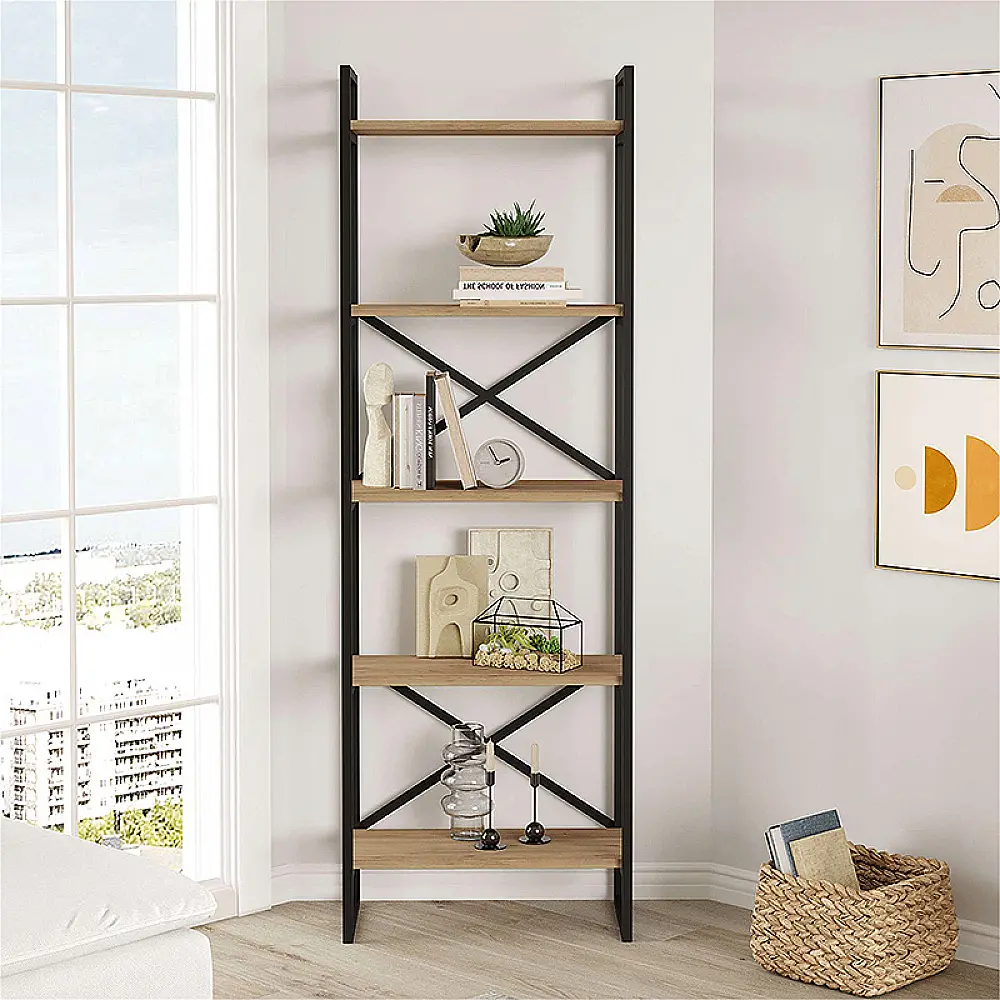Βιβλιοθήκη Dusan Megapap χρώμα sepet oak 58x30x175εκ. - GP037-0225,1