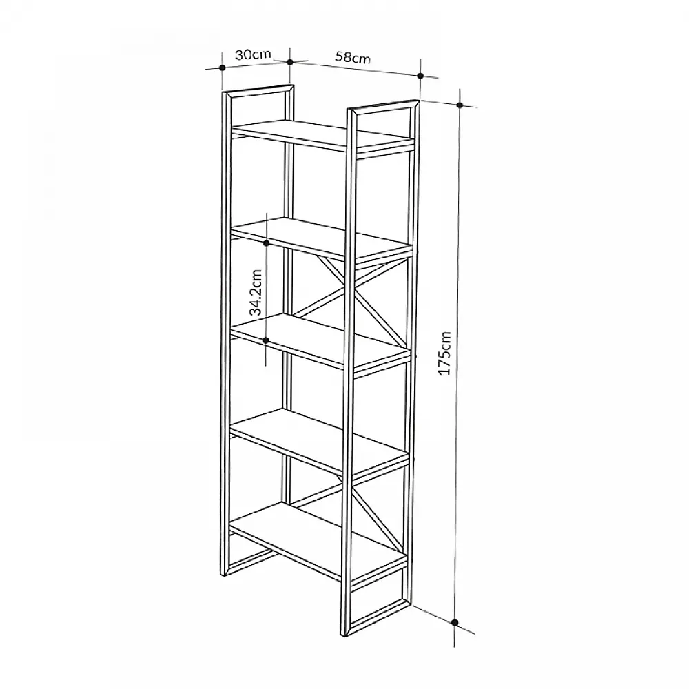 Βιβλιοθήκη Dusan Megapap χρώμα sepet oak 58x30x175εκ. - GP037-0225,1 Βιβλιοθήκη Dusan Megapap χρώμα sepet oak 58x30x175εκ. - GP037-0225,1