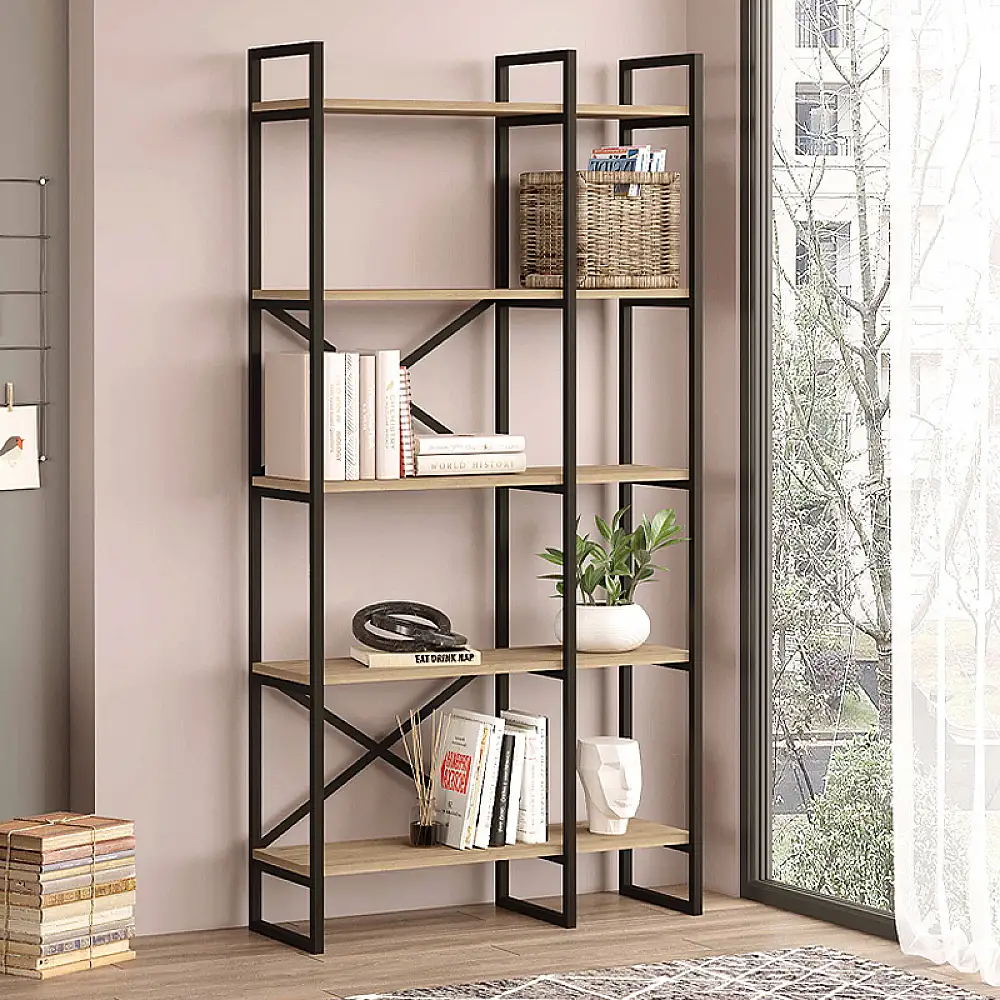 Βιβλιοθήκη Dusan Megapap χρώμα sepet oak 87,5x30x175εκ. | GP037-0226,1