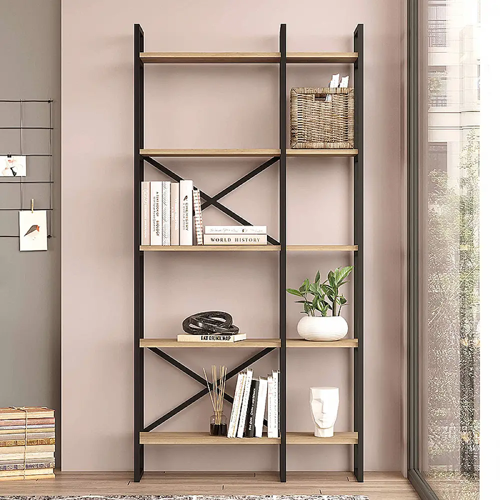 Βιβλιοθήκη Dusan Megapap χρώμα sepet oak 87,5x30x175εκ. | GP037-0226,1