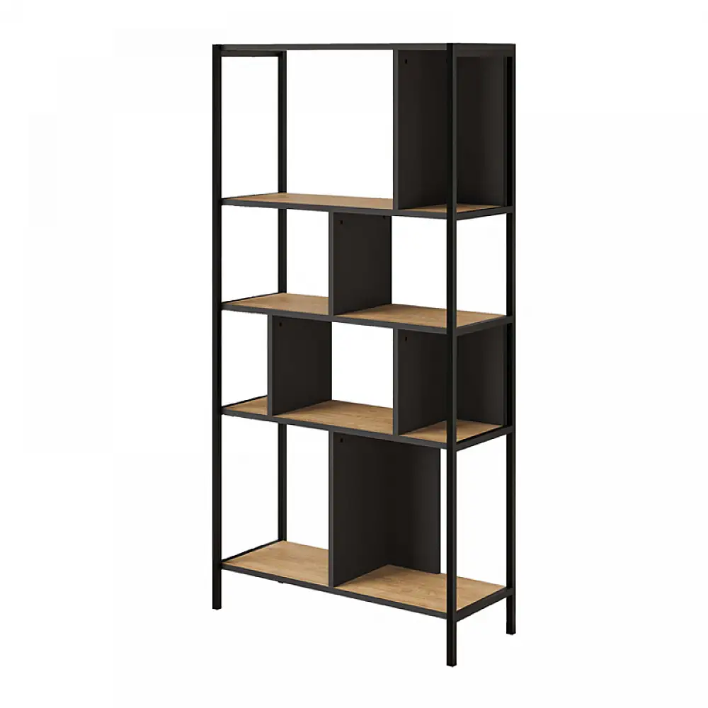 Βιβλιοθήκη Midi Megapap χρώμα sapphire oak - silky black 88x35x175εκ. | GP037-0231,1