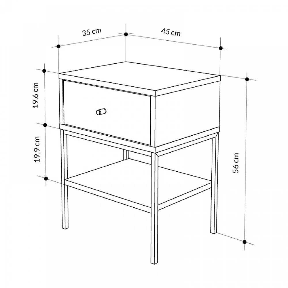 Κομοδίνο Lisa Megapap χρώμα saphhire oak 45x35x56εκ. Κομοδίνο Lisa Megapap χρώμα saphhire oak 45x35x56εκ.