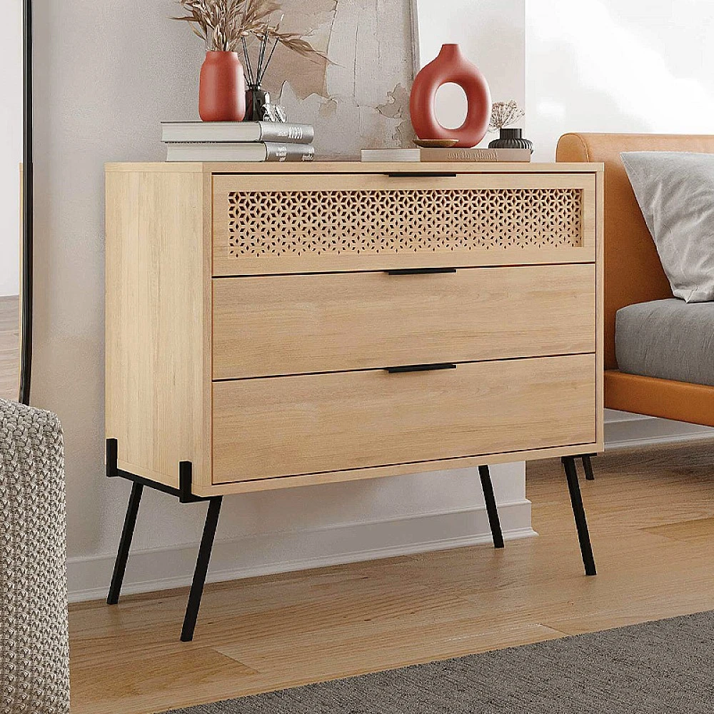 Συρταριέρα Naive Megapap χρώμα sapphire oak 93,1x40x83,1εκ.