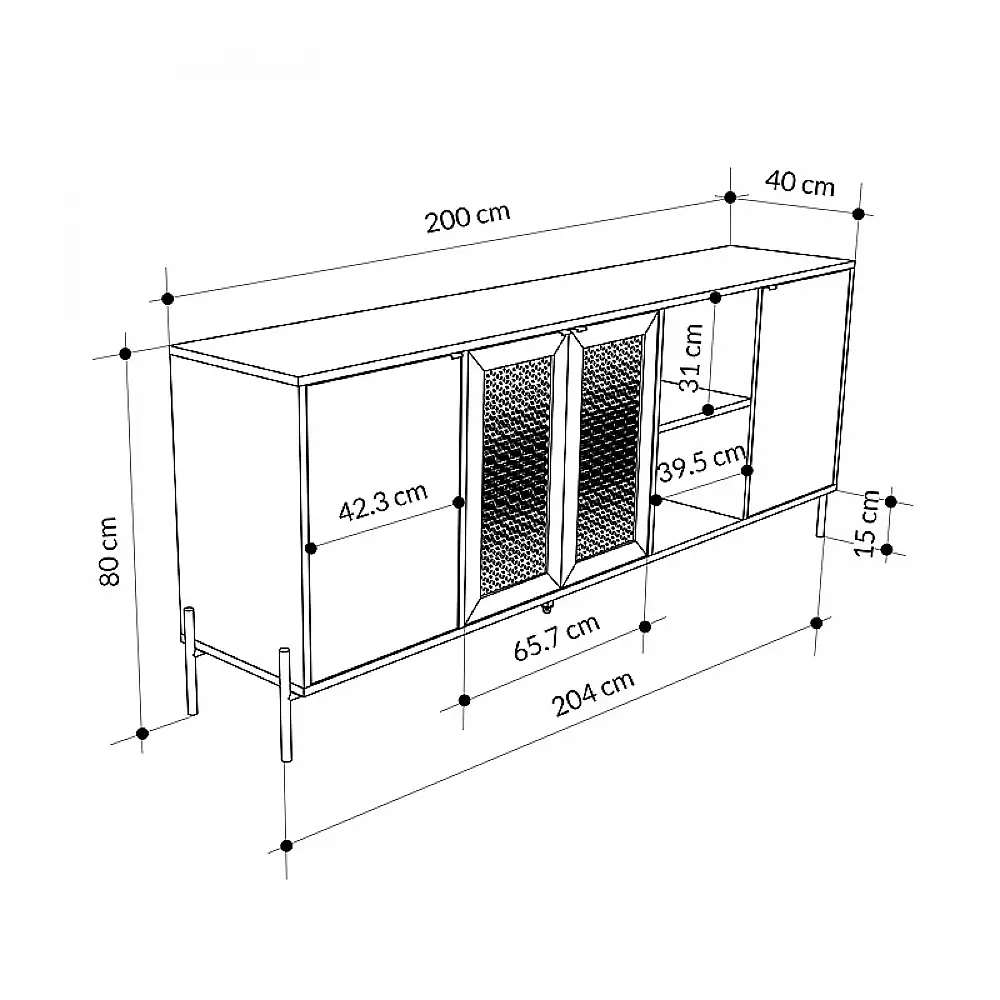 Μπουφές Naive Megapap χρώμα sapphire oak 204x40x80εκ. Μπουφές Naive Megapap χρώμα sapphire oak 204x40x80εκ.