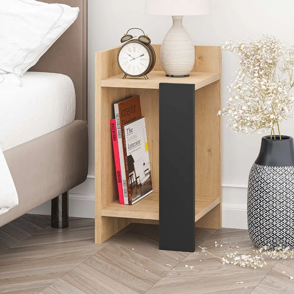 Κομοδίνο Elos Megapap χρώμα saphhire oak - silky black 30x31,7x55εκ. | GP037-0248,1