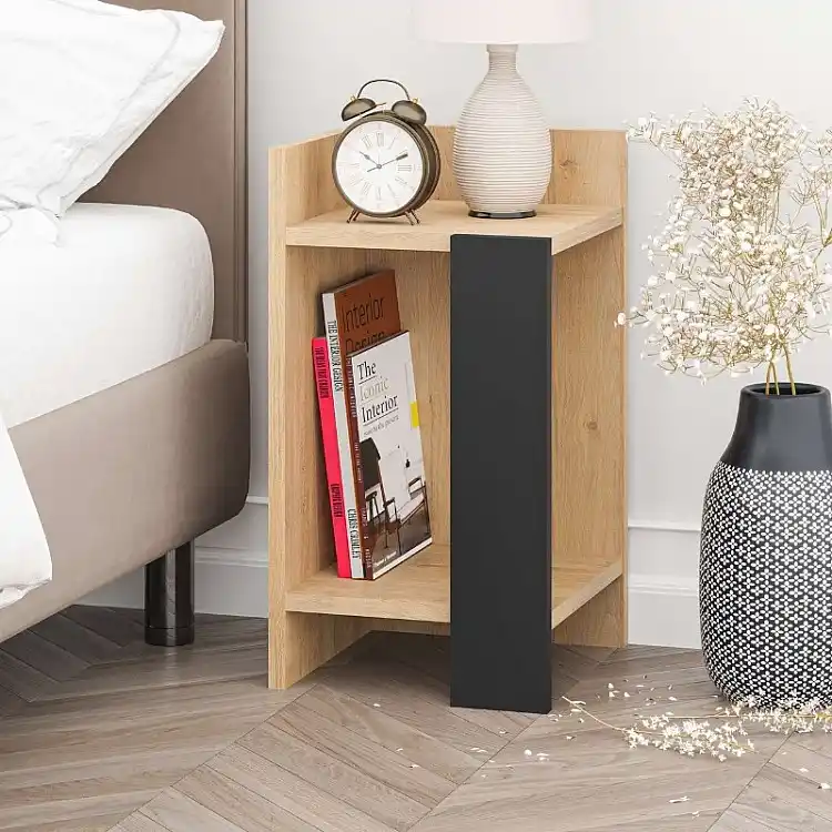 Κομοδίνο Elos Megapap αριστερό χρώμα saphhire oak - silky black 30x31,7x55εκ. | GP037-0248,1