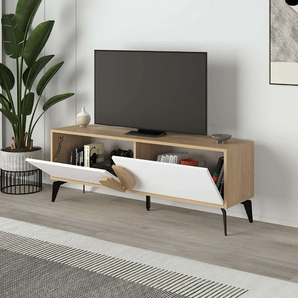 Έπιπλο τηλεόρασης Gora Megapap χρώμα sapphire oak - λευκό 140x35,6x51εκ. - GP037-0249,2 Έπιπλο τηλεόρασης Gora Megapap χρώμα sapphire oak - λευκό 140x35,6x51εκ. - GP037-0249,2