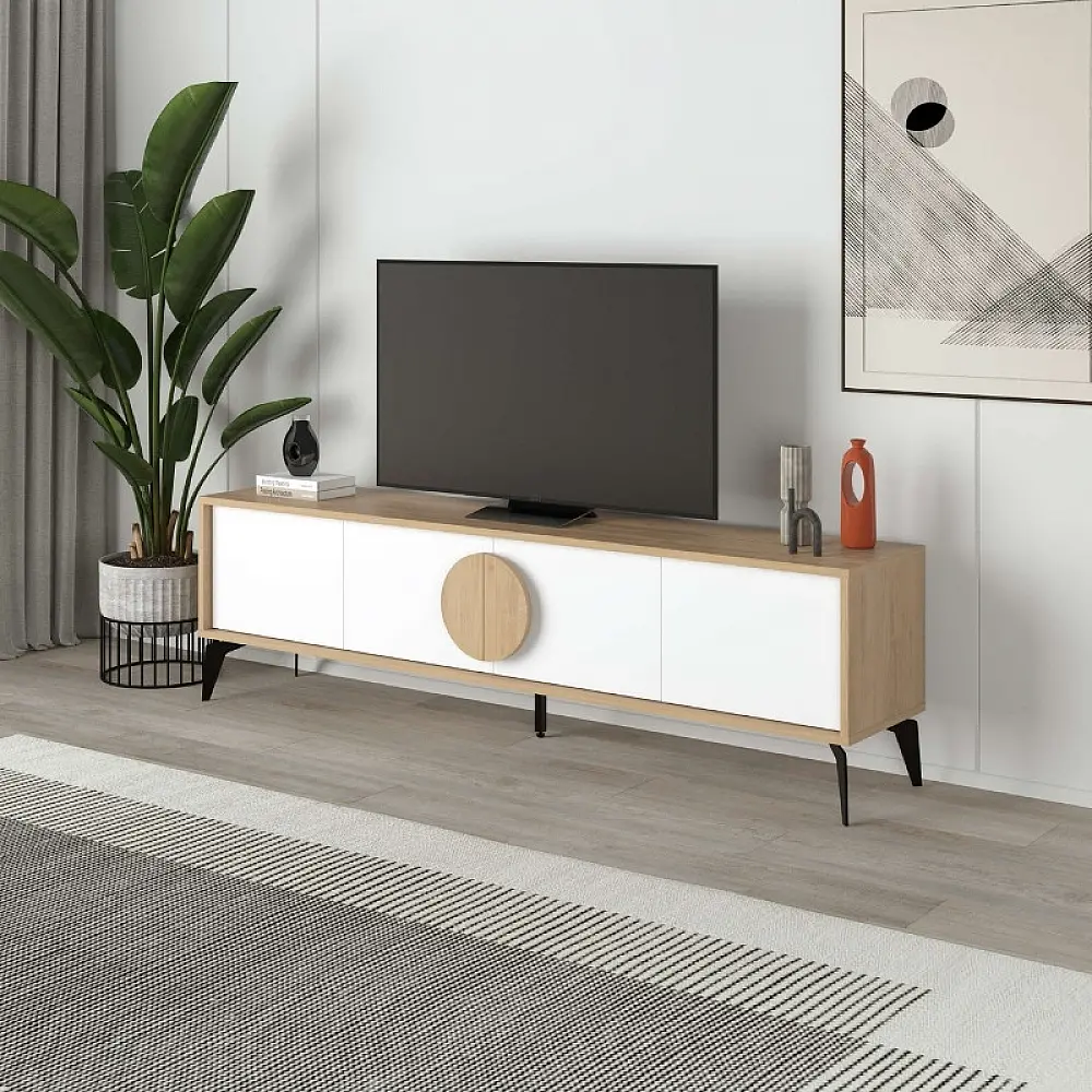 Έπιπλο τηλεόρασης Gora Megapap χρώμα sapphire oak - λευκό 180x35,6x51εκ. Έπιπλο τηλεόρασης Gora Megapap χρώμα sapphire oak - λευκό 180x35,6x51εκ.
